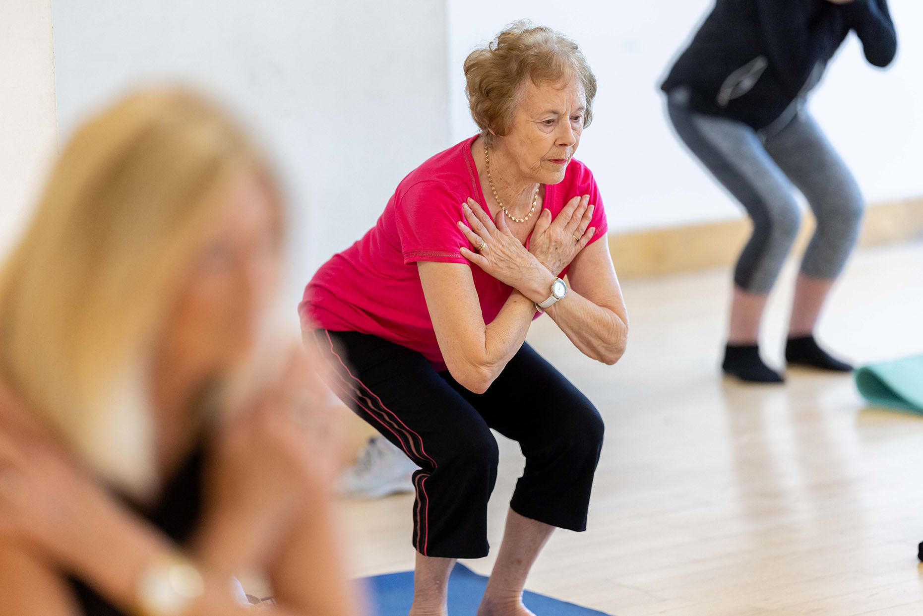 Lady enjoys pilates class at Barrow Leisure centre